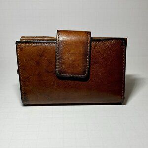 Guang Tong Brown Genuine Leather Mini Wallet Bifold